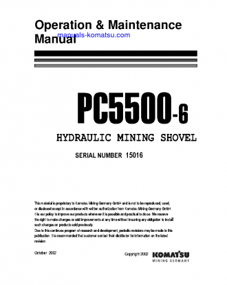 PC5500-6(DEU)-ELECTRIC MOTOR S/N 15016-15016 Operation manual (English)