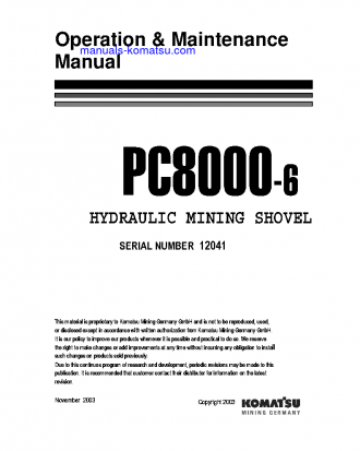 PC8000-6(DEU)-ELECTRIC MOTOR S/N 12041-12041 Operation manual (English)