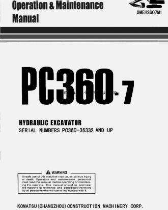 PC360-7(CHN) S/N 36332-UP Operation manual (English)