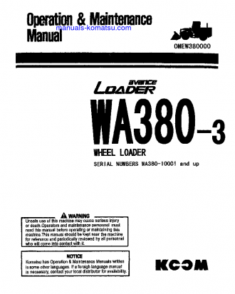 WA380-3(CHN) S/N 10001-UP Operation manual (English)