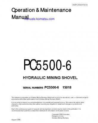 PC5500-6(DEU) S/N 15018 Operation manual (English)