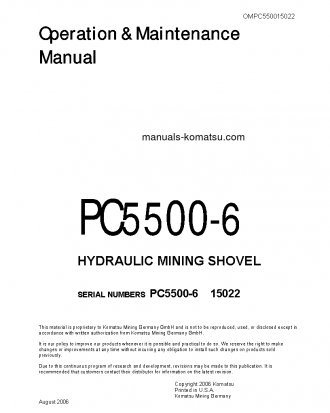 PC5500-6(DEU) S/N 15022 Operation manual (English)