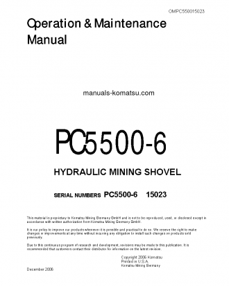 PC5500-6(DEU) S/N 15023 Operation manual (English)