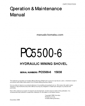 PC5500-6(DEU) S/N 15038 Operation manual (English)