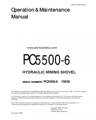 PC5500-6(DEU) S/N 15039 Operation manual (English)