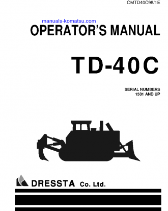TD-40C S/N 1501-UP Operation manual (English)