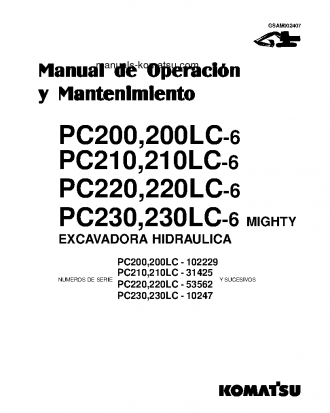 PC200-6(JPN) S/N 102229-UP Operation manual (Spanish)