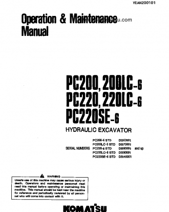 PC220-6(CHN)-A S/N DB80001-UP Operation manual (English)