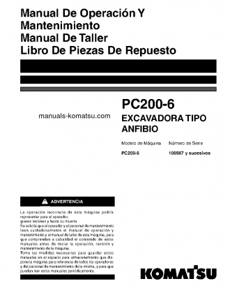 PC200-6(JPN) S/N 80001-87999 Operation manual (Spanish)