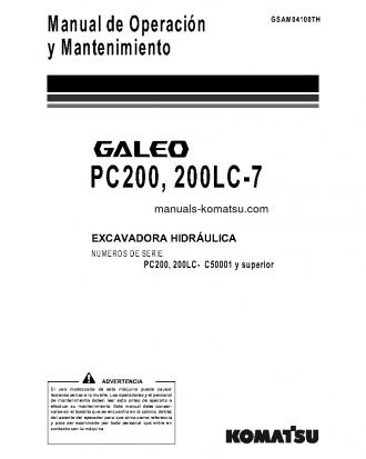 PC200-7(THA)-B S/N C50001-UP Operation manual (Spanish)
