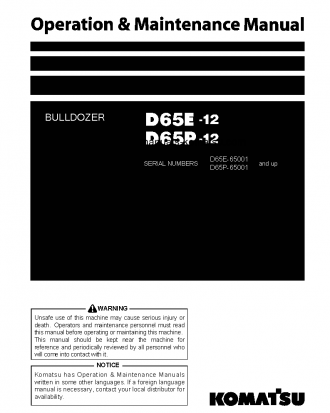 D65E-12(JPN) S/N 65001-67406 Operation manual (English)