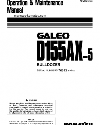 D155AX-5(JPN)-FOR ESTONIA S/N 76243-UP Operation manual (English)