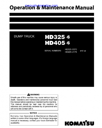 HD405-6(JPN) S/N 2178-UP Operation manual (English)