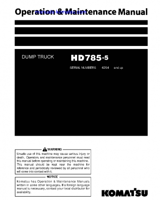 HD785-5(JPN) S/N 4254-UP Operation manual (English)