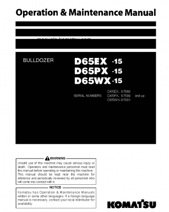 D65PX-15(JPN) S/N 67589-UP Operation manual (English)