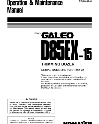 D85EX-15(JPN)-TRIMMING DOZER S/N 10001-UP Operation manual (English)