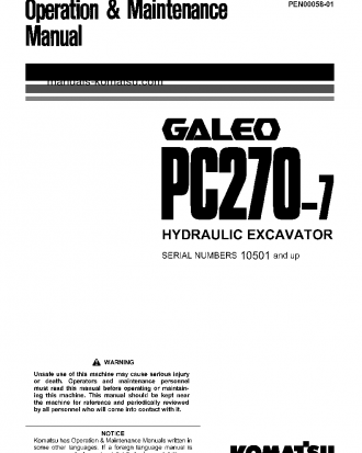 PC270-7(JPN)-MULTI-MONITOR S/N 10501-UP Operation manual (English)