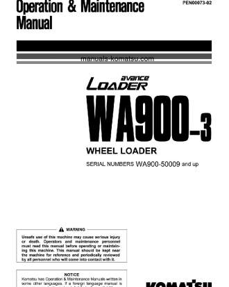 WA900-3(JPN) S/N 50009-50100 Operation manual (English)