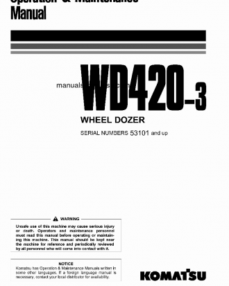 WD420-3(JPN) S/N 53101-UP Operation manual (English)