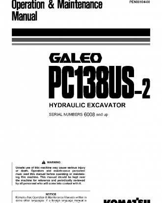 PC138US-2(JPN) S/N 6008-UP Operation manual (English)