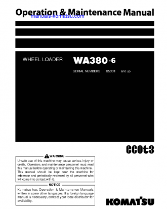 WA380-6(JPN) S/N 65001-UP Operation manual (English)