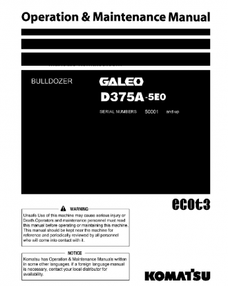 D375A-5(JPN)-TIER3 S/N 50001-50064 Operation manual (English)