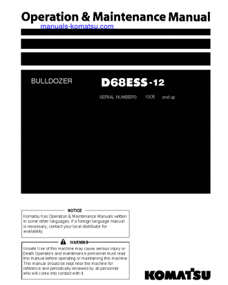 D68ESS-12(JPN) S/N 1005-UP Operation manual (English)