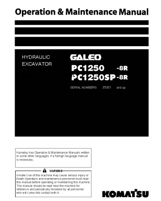 PC1250SP-8(JPN)-R S/N 35001-35016 Operation manual (English)
