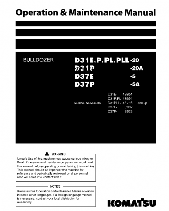 D31PLL-20(JPN) S/N 48716-UP Operation manual (English)