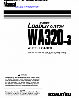 WA320-3(JPN)-CUSTOM S/N 50403-UP Operation manual (English)