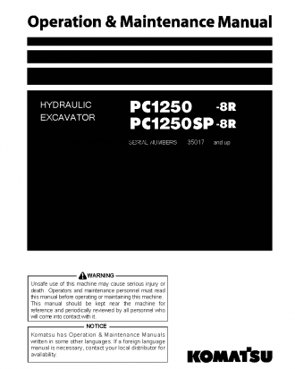 PC1250-8(JPN)-W/O ERG S/N 35017-35160 Operation manual (English)