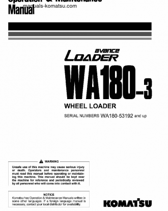 WA180-3(JPN) S/N 53192-UP Operation manual (English)