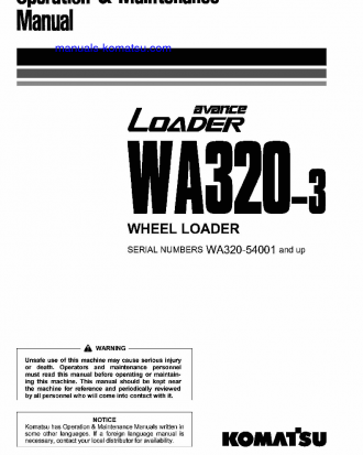 WA320-3(JPN) S/N 54001-UP Operation manual (English)