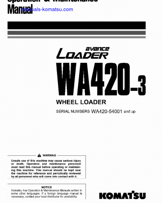 WA420-3(JPN) S/N 54001-UP Operation manual (English)