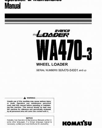 WA470-3(JPN) S/N 54001-UP Operation manual (English)
