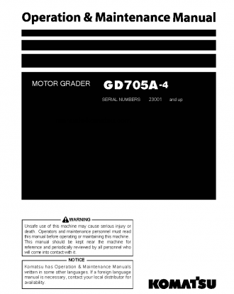 GD705A-4(JPN) S/N 23001-UP Operation manual (English)