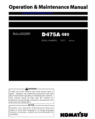 D475A-5(JPN)-TIER2 S/N 30071-30125 Operation manual (English)