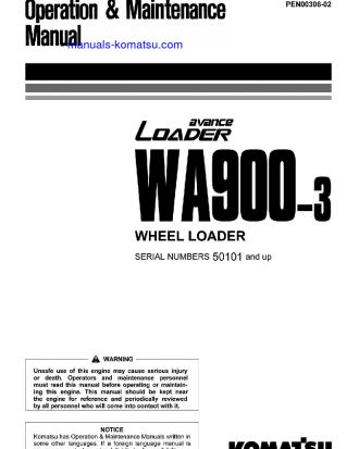 WA900-3(JPN) S/N 50101-50130 Operation manual (English)