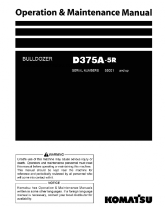 D375A-5(JPN)-W/O EGR S/N 55001-55011 Operation manual (English)