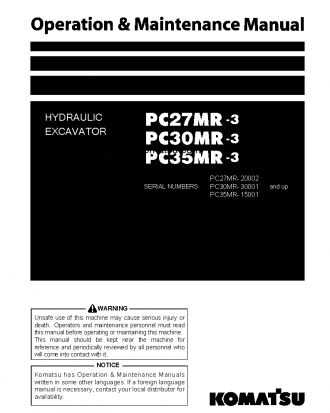 PC30MR-3(JPN)-FOR CANOPY S/N 30001-UP Operation manual (English)