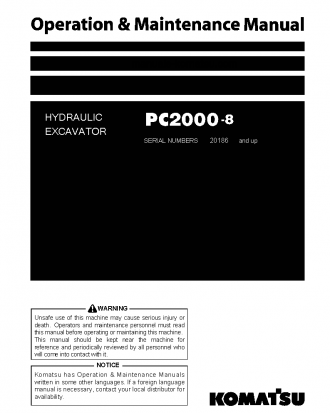 PC2000-8(JPN)--30C DEGREE S/N 20186-20222 Operation manual (English)