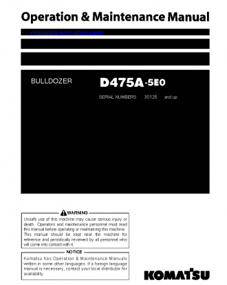 D475A-5(JPN)-TIER2 S/N 30126-30133 Operation manual (English)