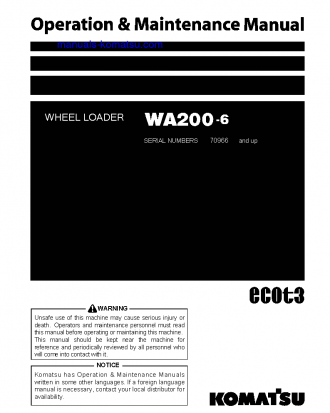 WA200-6(JPN) S/N 70966-71005 Operation manual (English)