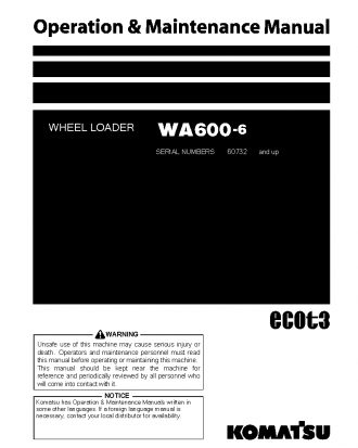 WA600-6(JPN) S/N 60732-UP Operation manual (English)