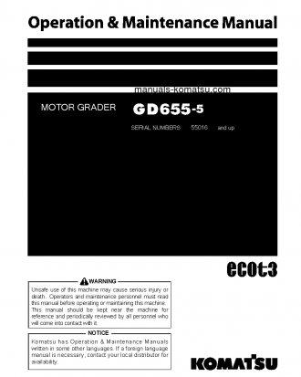 GD655-5(JPN) S/N 55016-UP Operation manual (English)