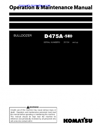 D475A-5(JPN)-TIER2, ONE-WAY STEERING LEVER S/N 30134-UP Operation manual (English)