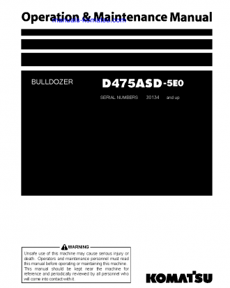 D475ASD-5(JPN)-TIER2, SUPER DOZER S/N 30134-UP Operation manual (English)