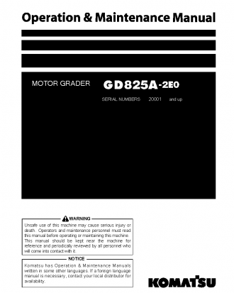 GD825A-2(JPN)-E0 S/N 20001-UP Operation manual (English)