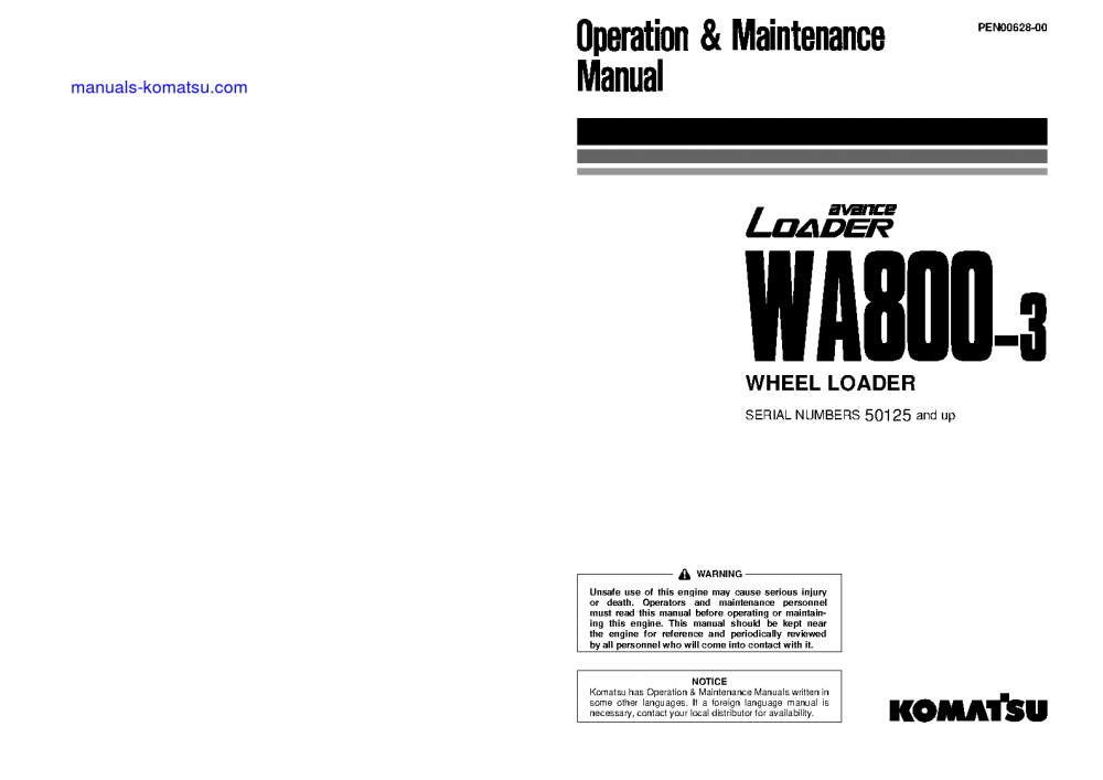 WA800-3(JPN) S/N 50125-50131 Operation manual (English)