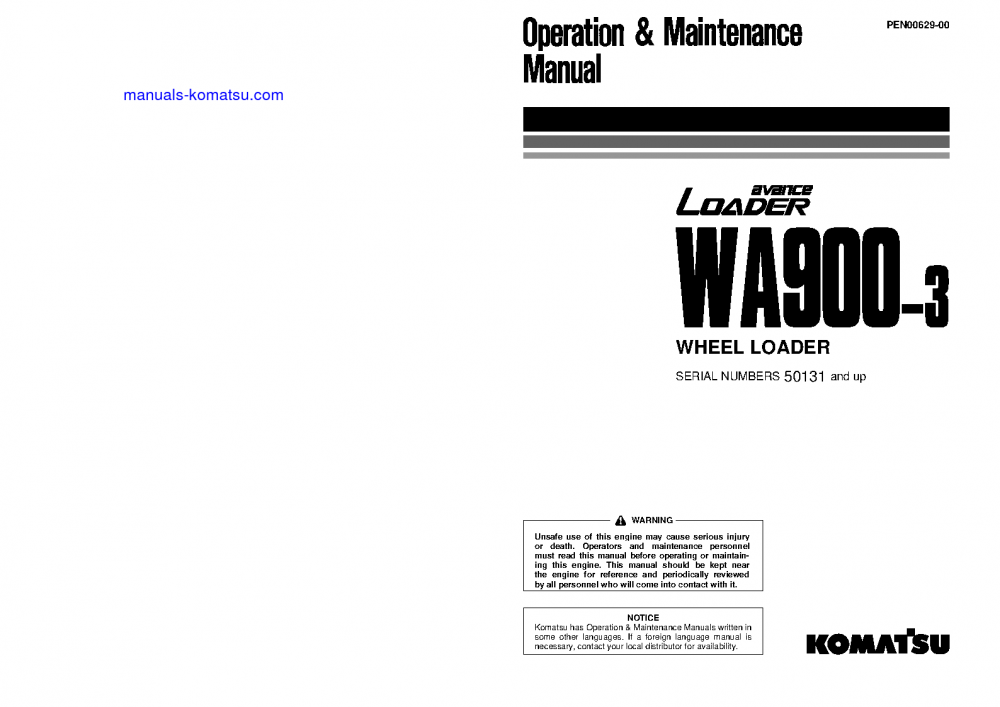 WA900-3(JPN) S/N 50131-50141 Operation manual (English)